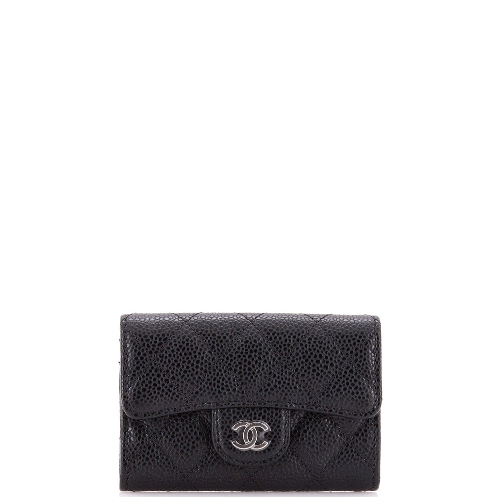 Classic Flap Card Case Quilted Caviar