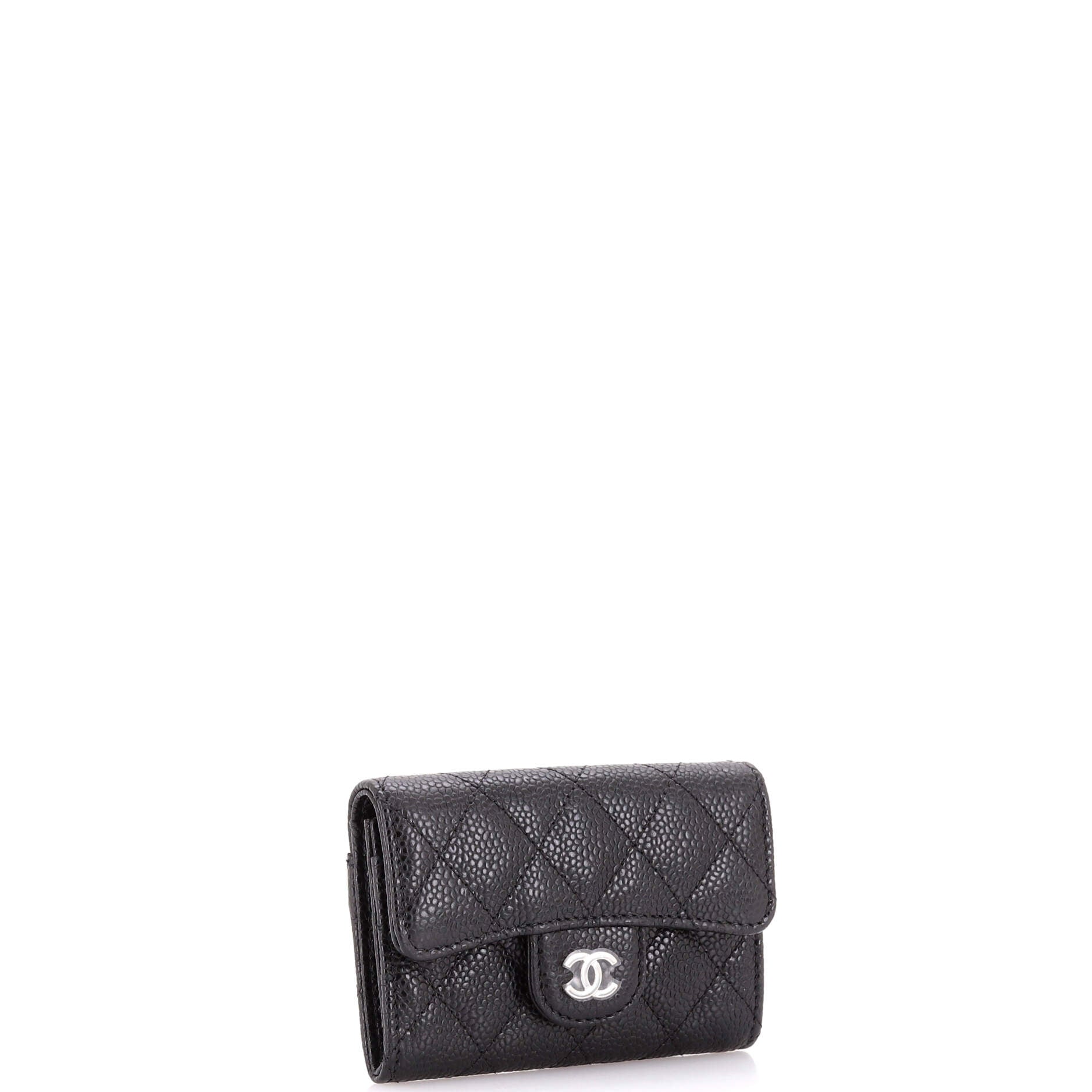 Classic Flap Card Case Quilted Caviar