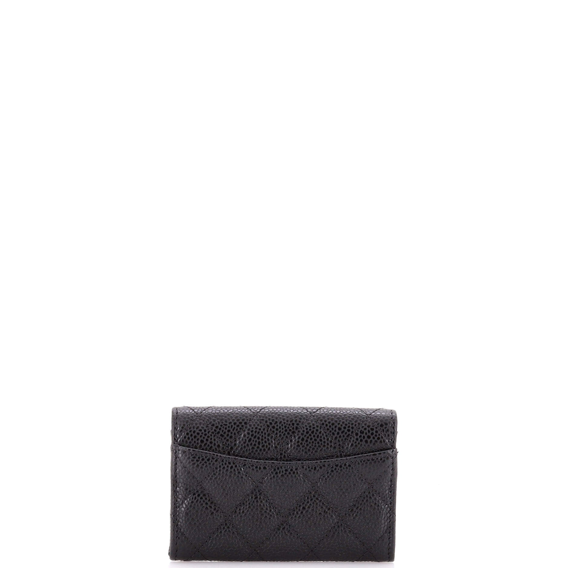 Classic Flap Card Case Quilted Caviar
