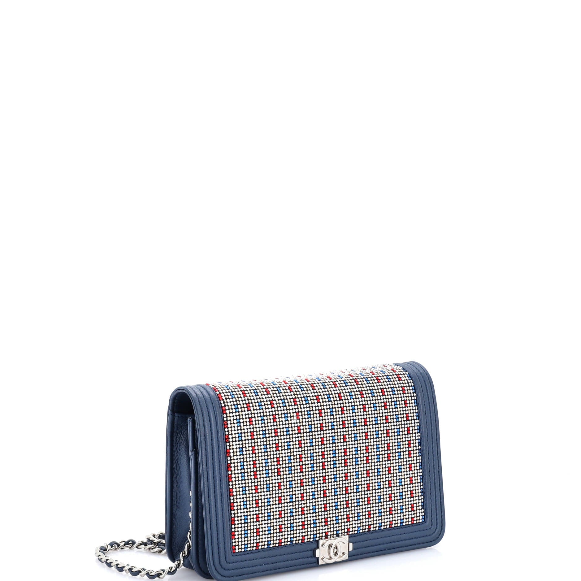 Boy Wallet on Chain Crystal Embellished Leather