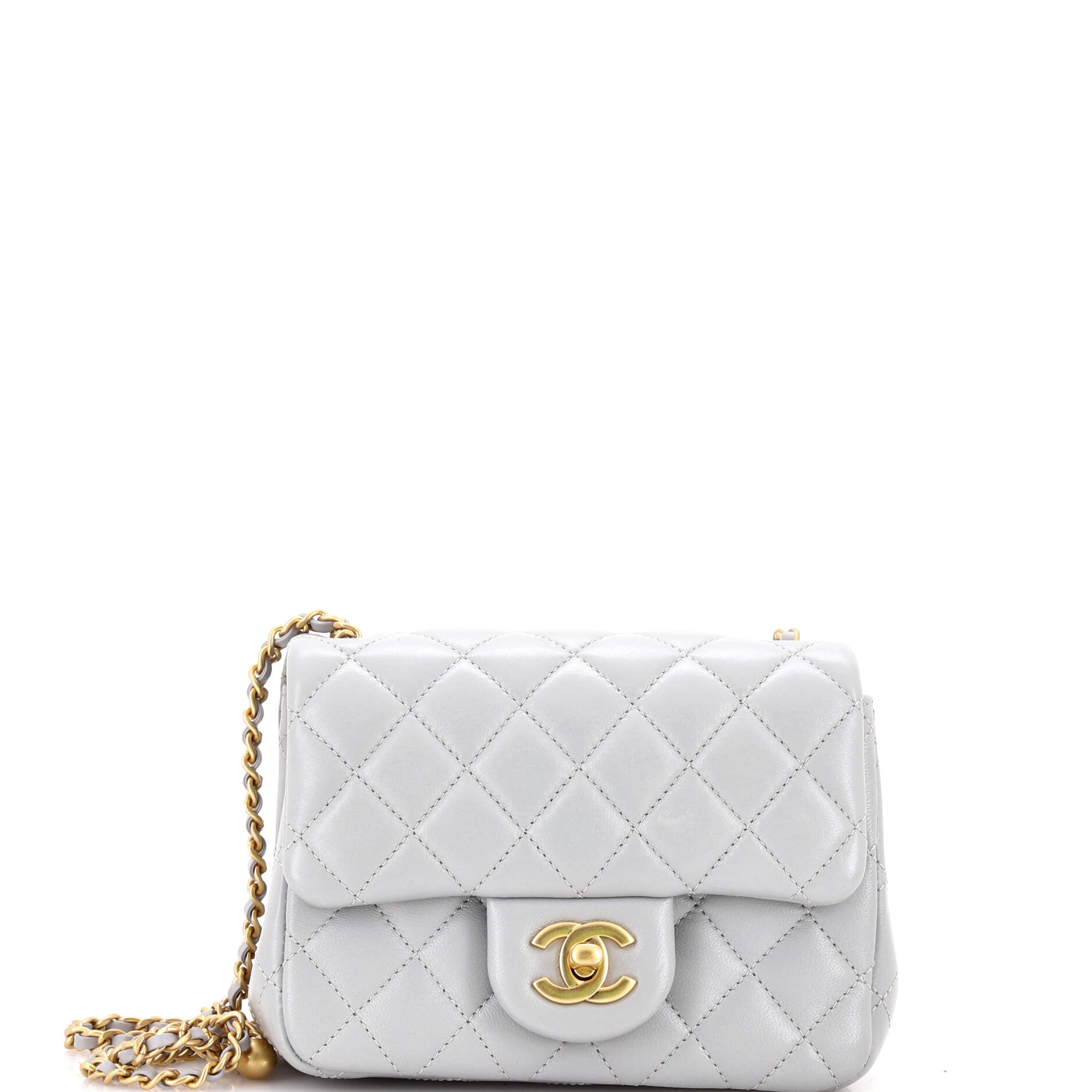 Pearl Crush Square Flap Bag Quilted Lambskin Mini