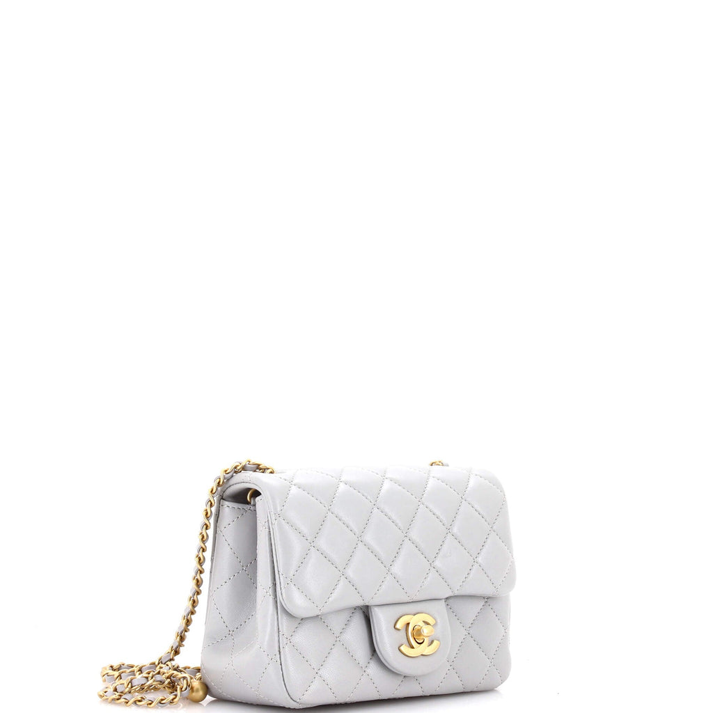 Pearl Crush Square Flap Bag Quilted Lambskin Mini