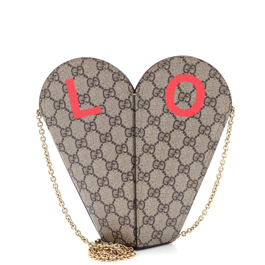 Valentine's Day Chain Heart Bag Printed GG Coated Canvas Small