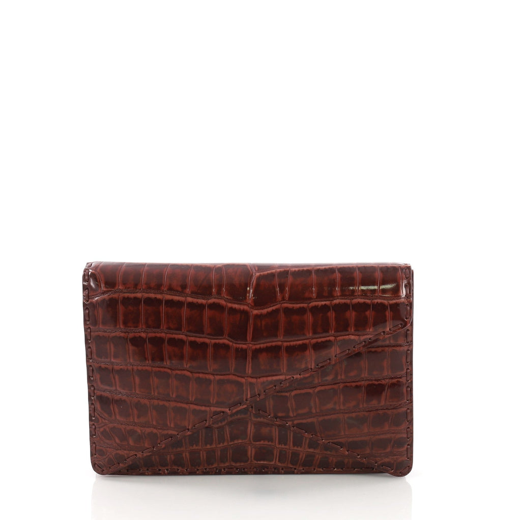 Piano Crisscross Clutch Crocodile Small