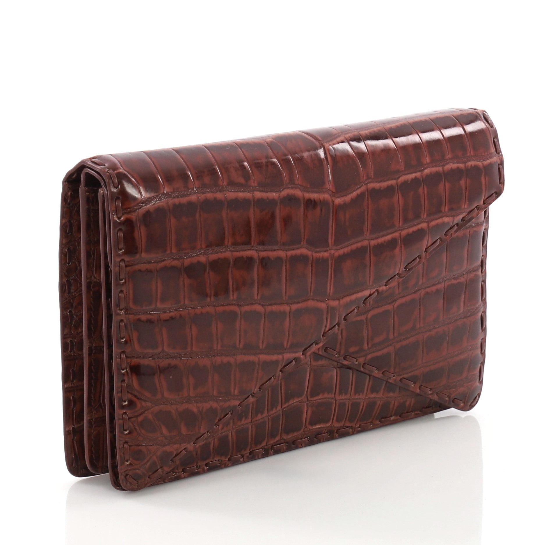Piano Crisscross Clutch Crocodile Small