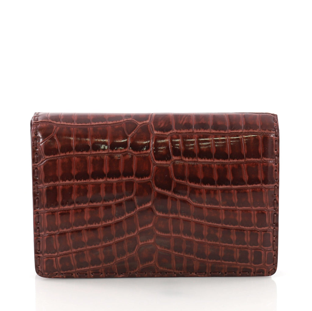 Piano Crisscross Clutch Crocodile Small
