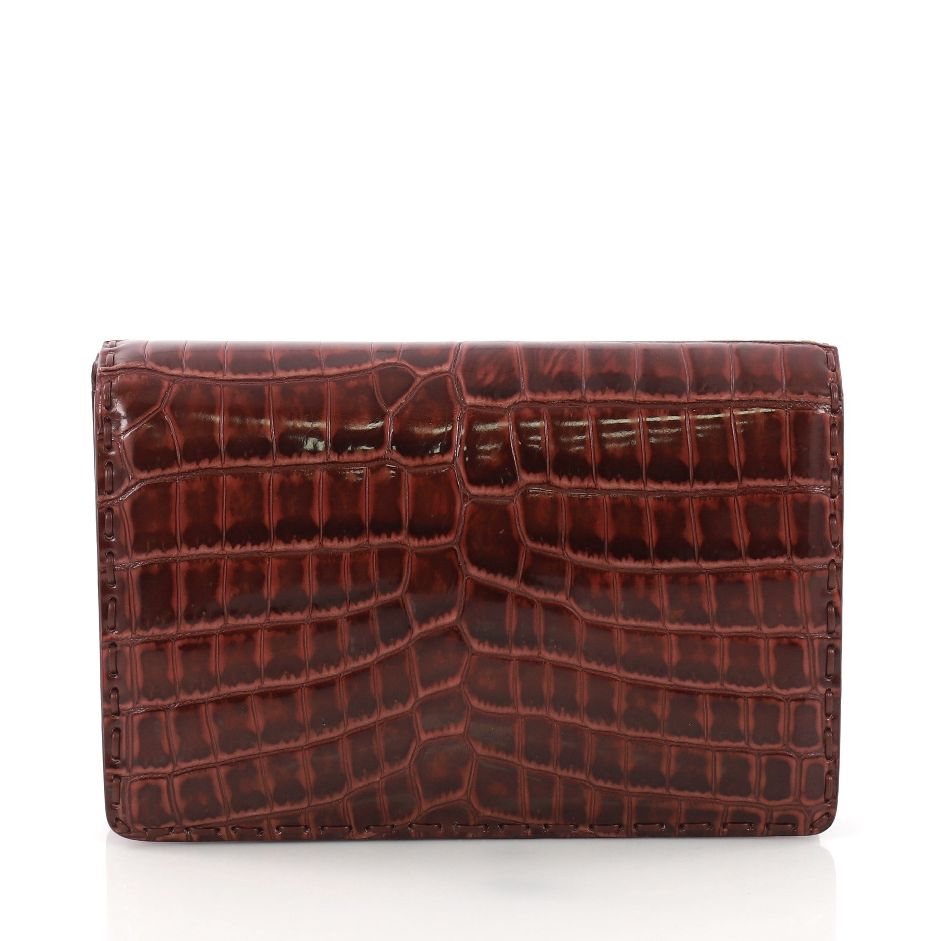 Piano Crisscross Clutch Crocodile Small