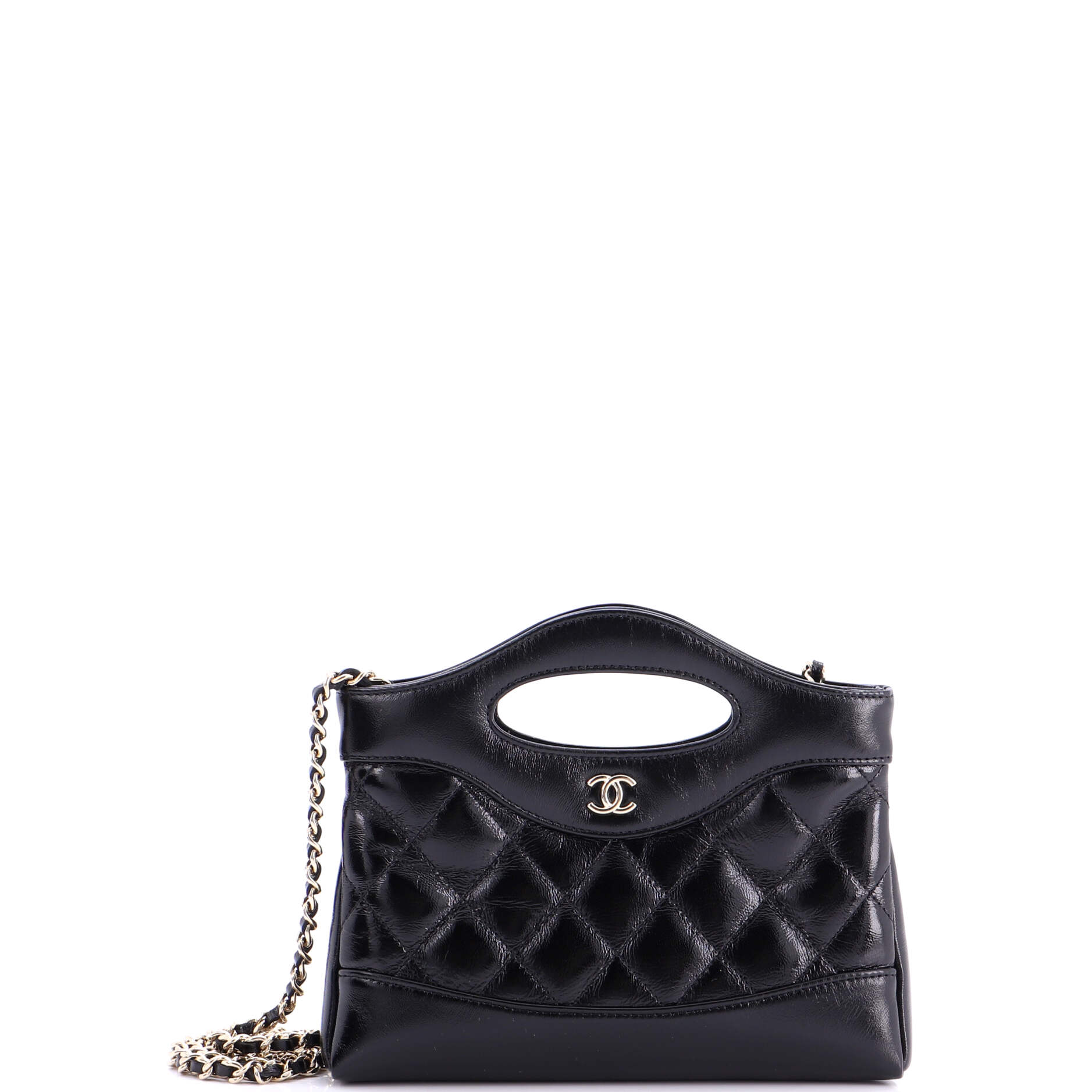 31 Shopping Bag Clutch with Chain Quilted Lambskin Small