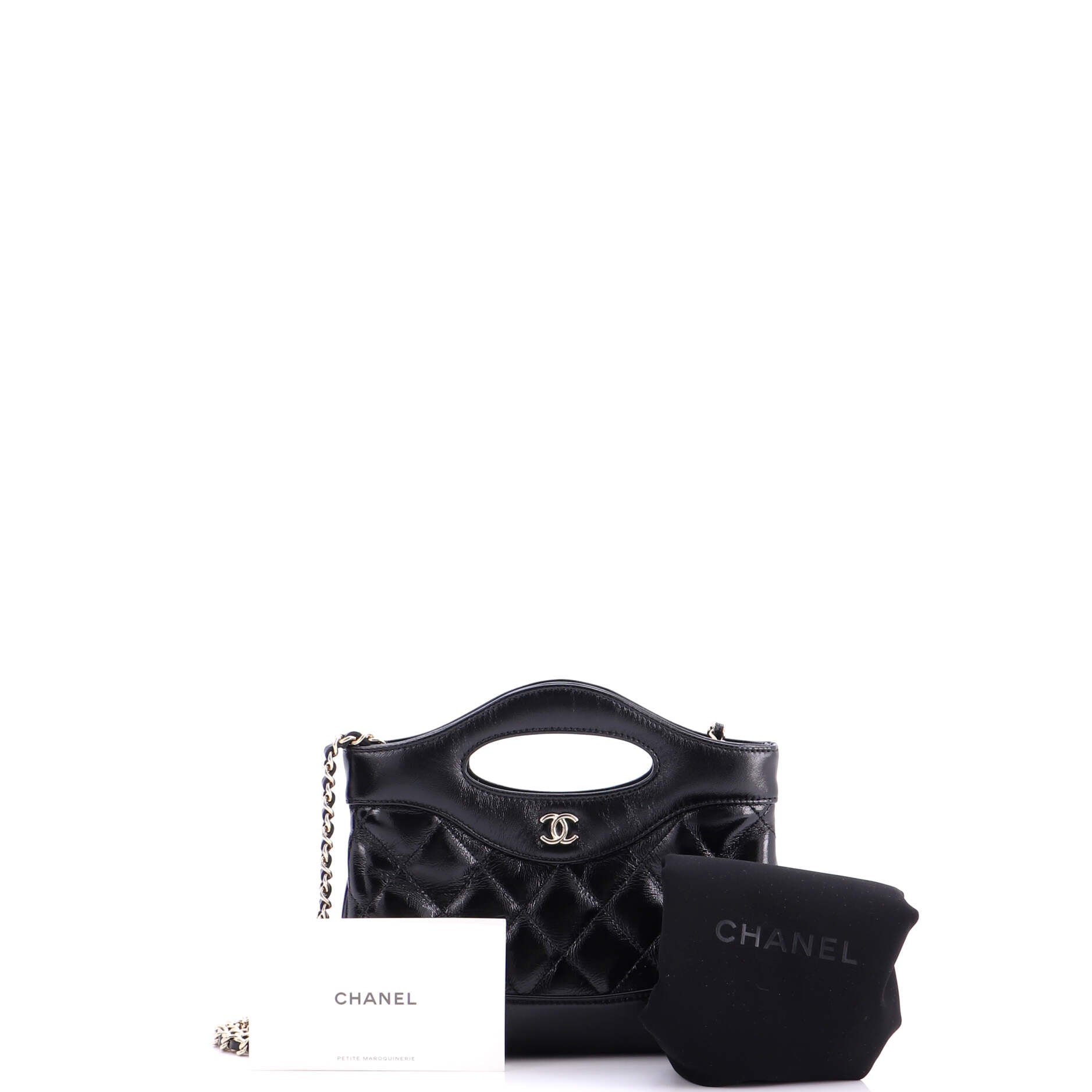31 Shopping Bag Clutch with Chain Quilted Lambskin Small