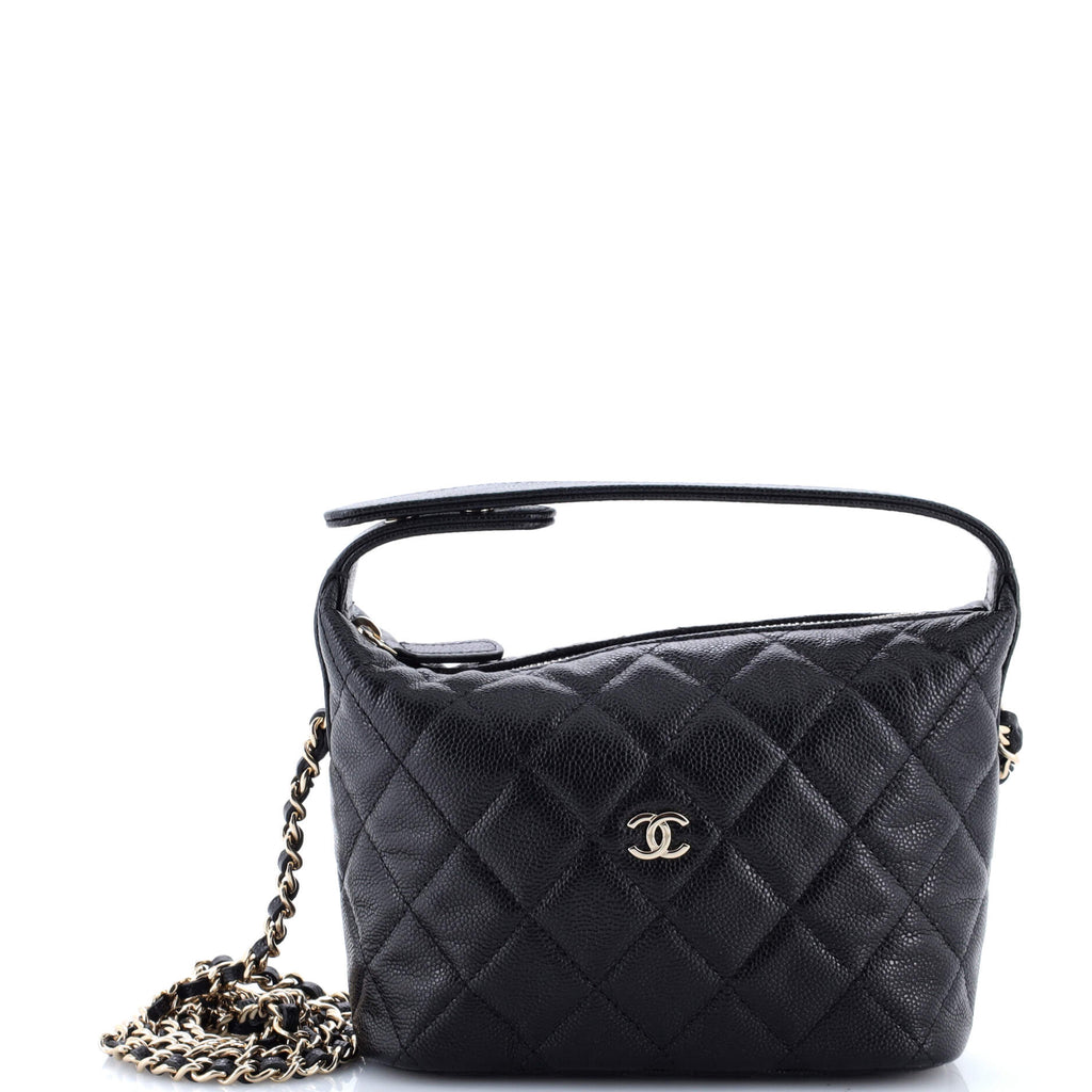 CC Hobo Clutch with Chain Quilted Caviar