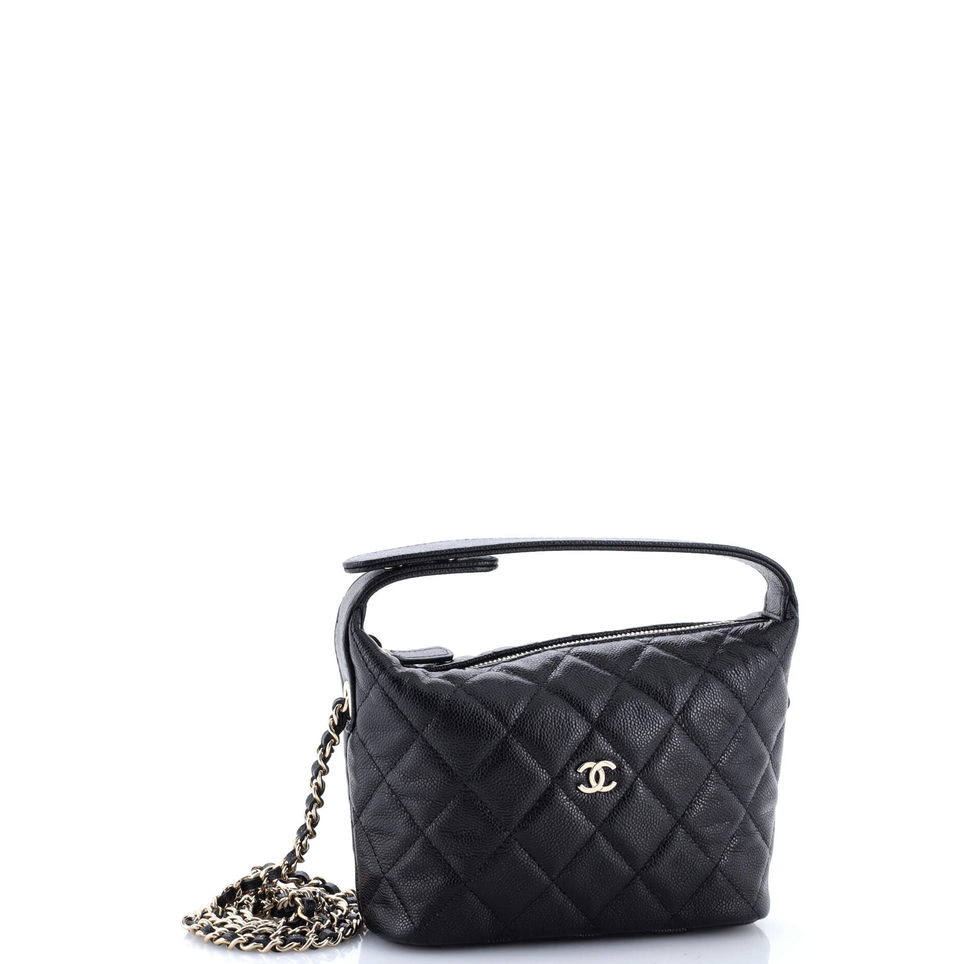 CC Hobo Clutch with Chain Quilted Caviar