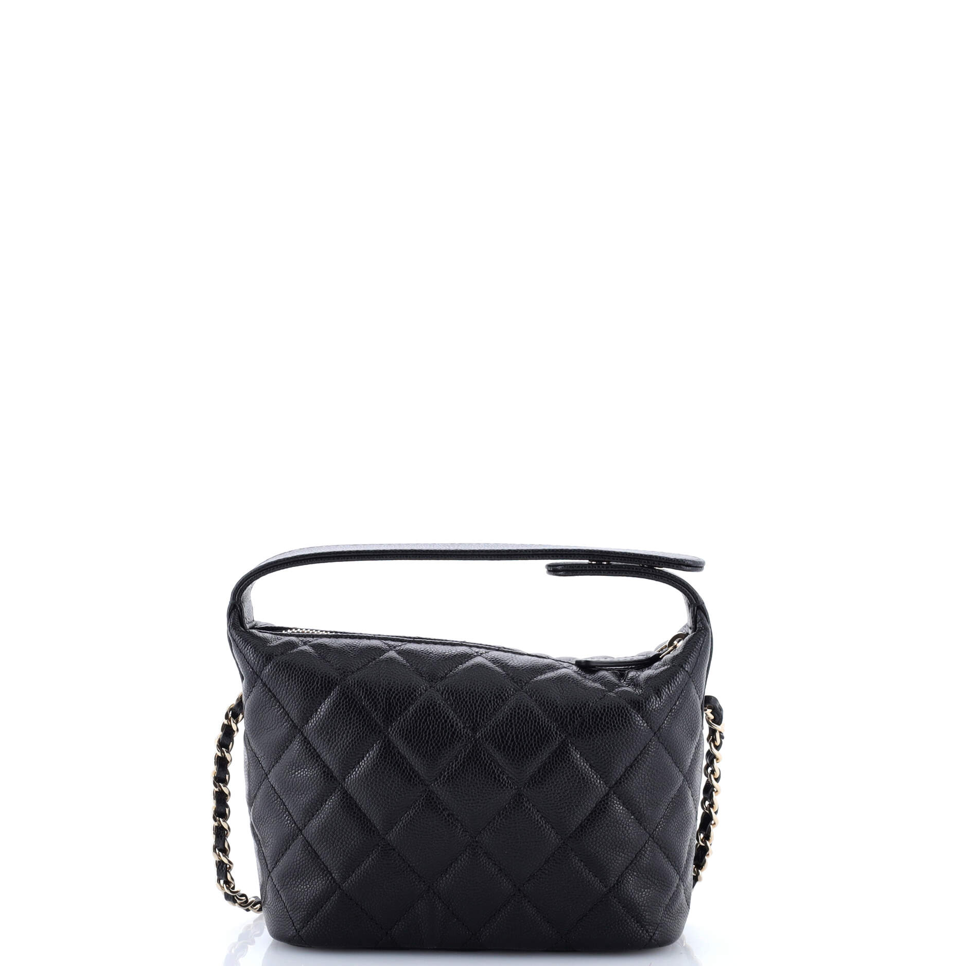 CC Hobo Clutch with Chain Quilted Caviar