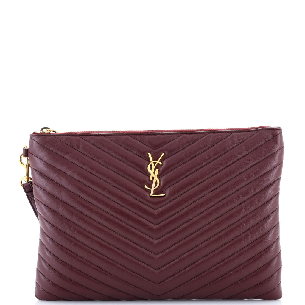 Classic Monogram Wristlet Pouch Matelasse Chevron Leather Medium