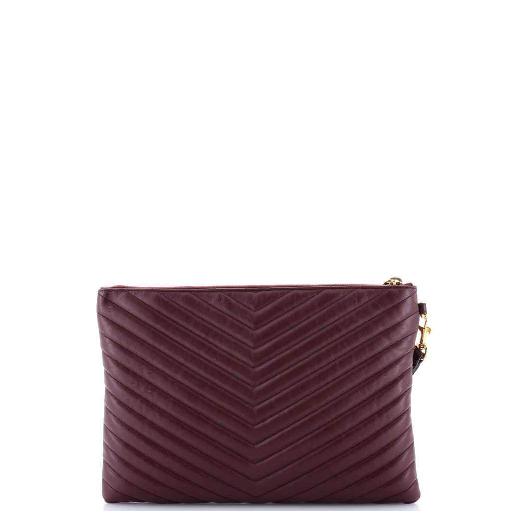 Classic Monogram Wristlet Pouch Matelasse Chevron Leather Medium
