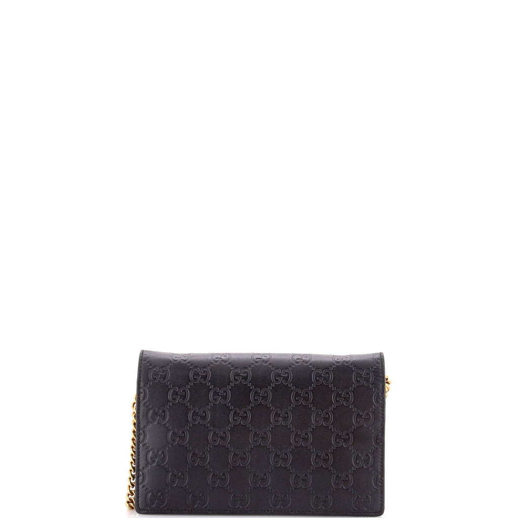 Crystal Cat Wallet on Chain Guccissima Leather