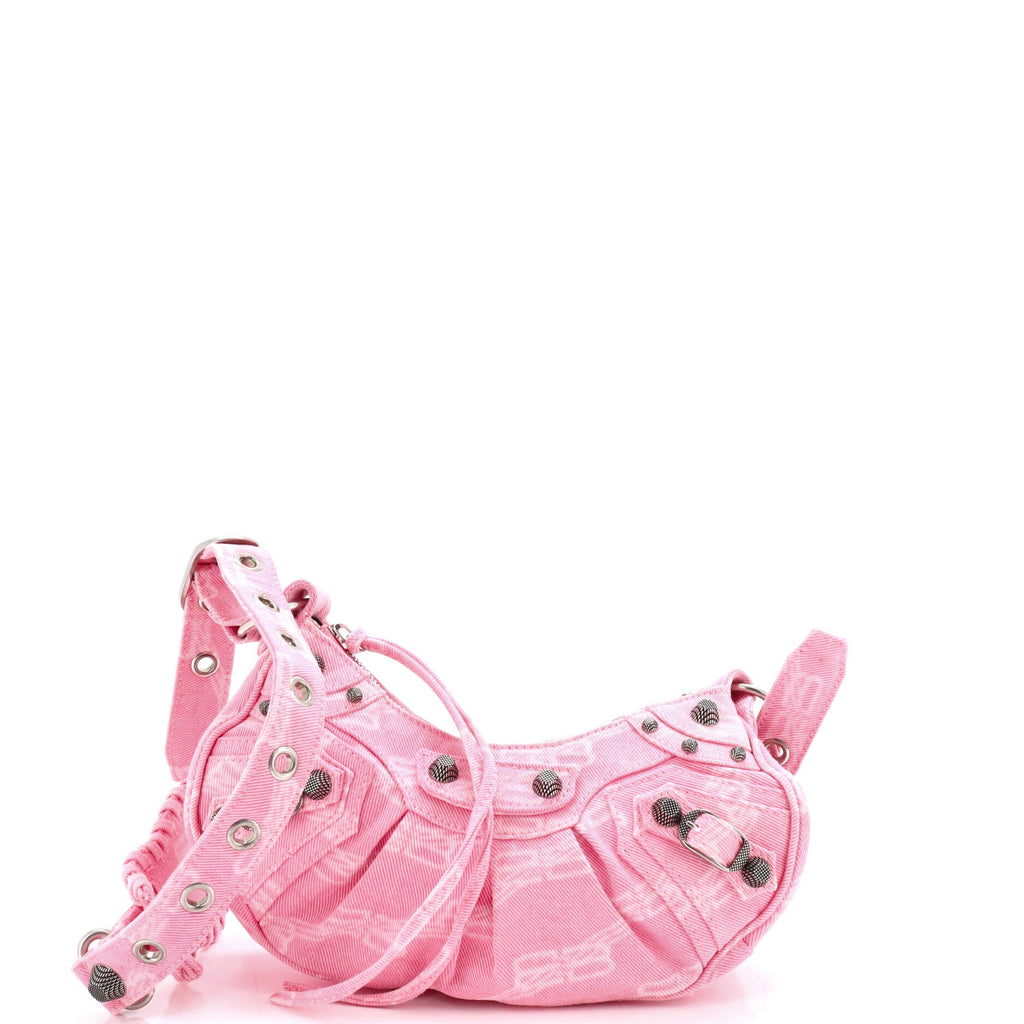 Le Cagole Giant Studs Shoulder Bag BB Denim XS