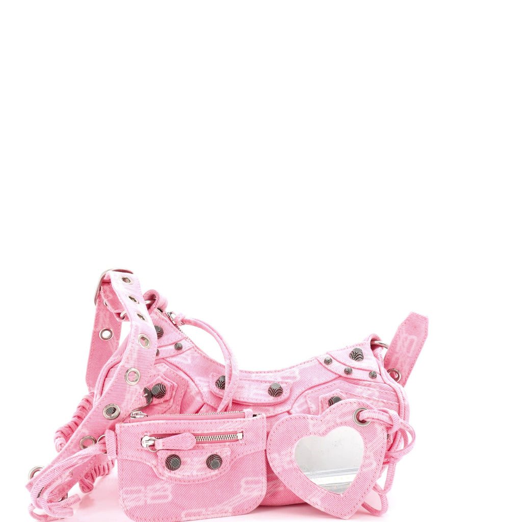 Le Cagole Giant Studs Shoulder Bag BB Denim XS