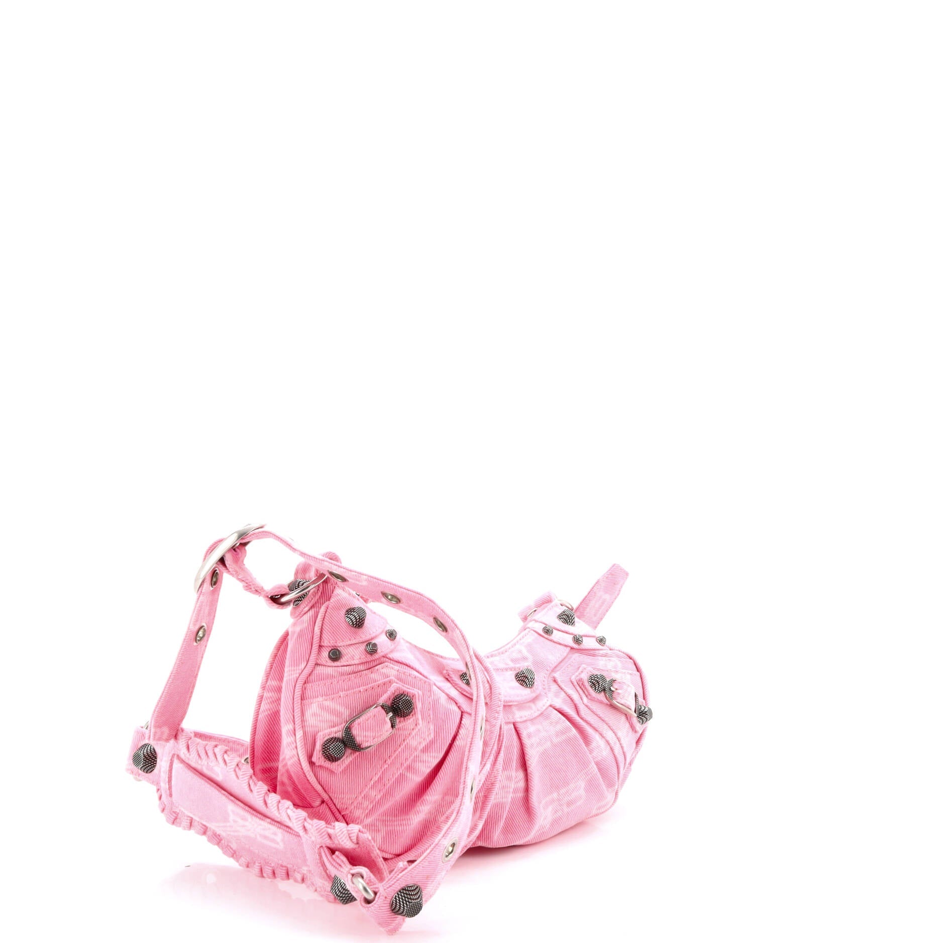 Le Cagole Giant Studs Shoulder Bag BB Denim XS