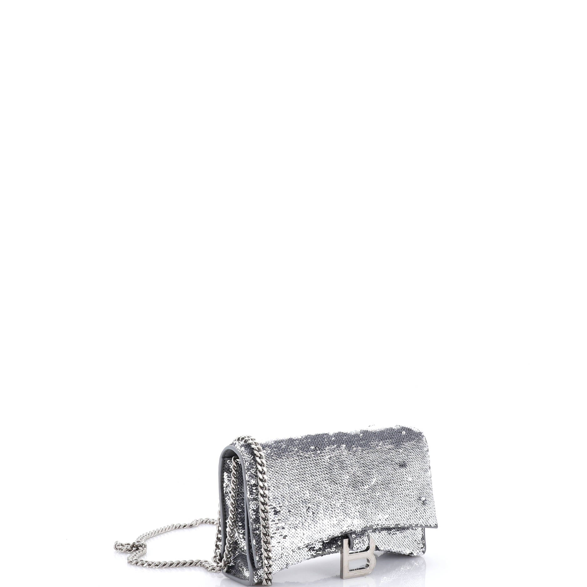 Hourglass Chain Wallet Leather with Sequins
