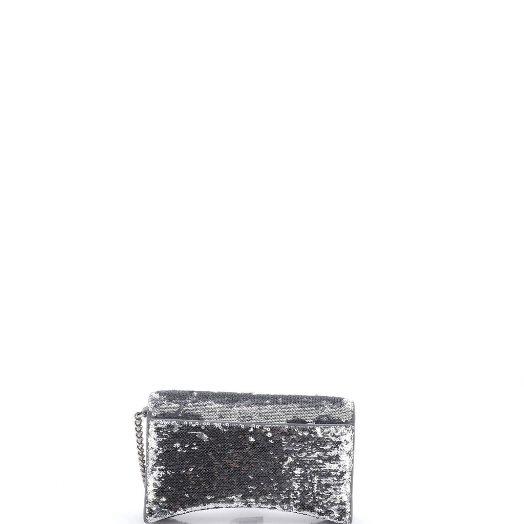 Hourglass Chain Wallet Leather with Sequins