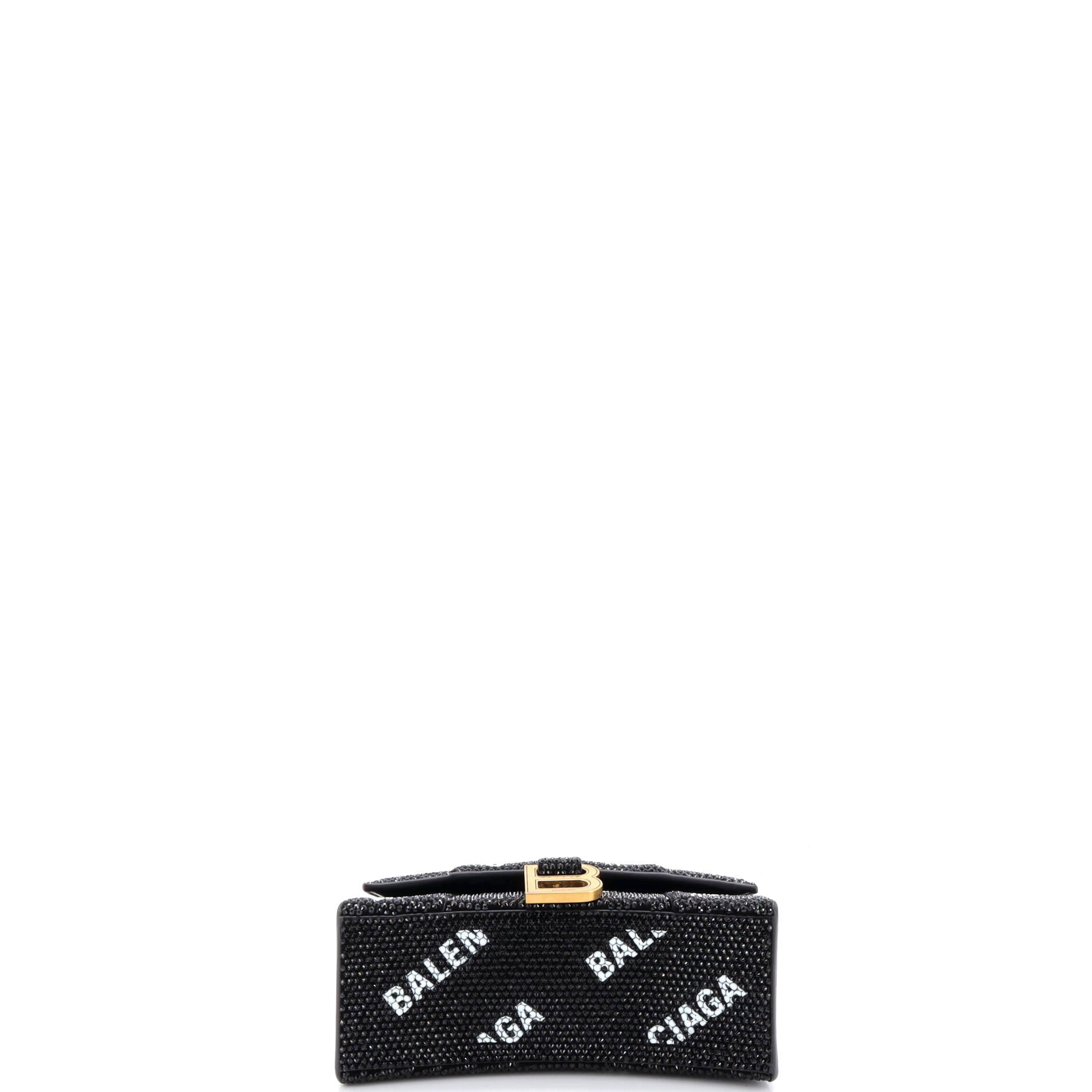 Hourglass Top Handle Bag Suede and Allover Logo Crystals XS