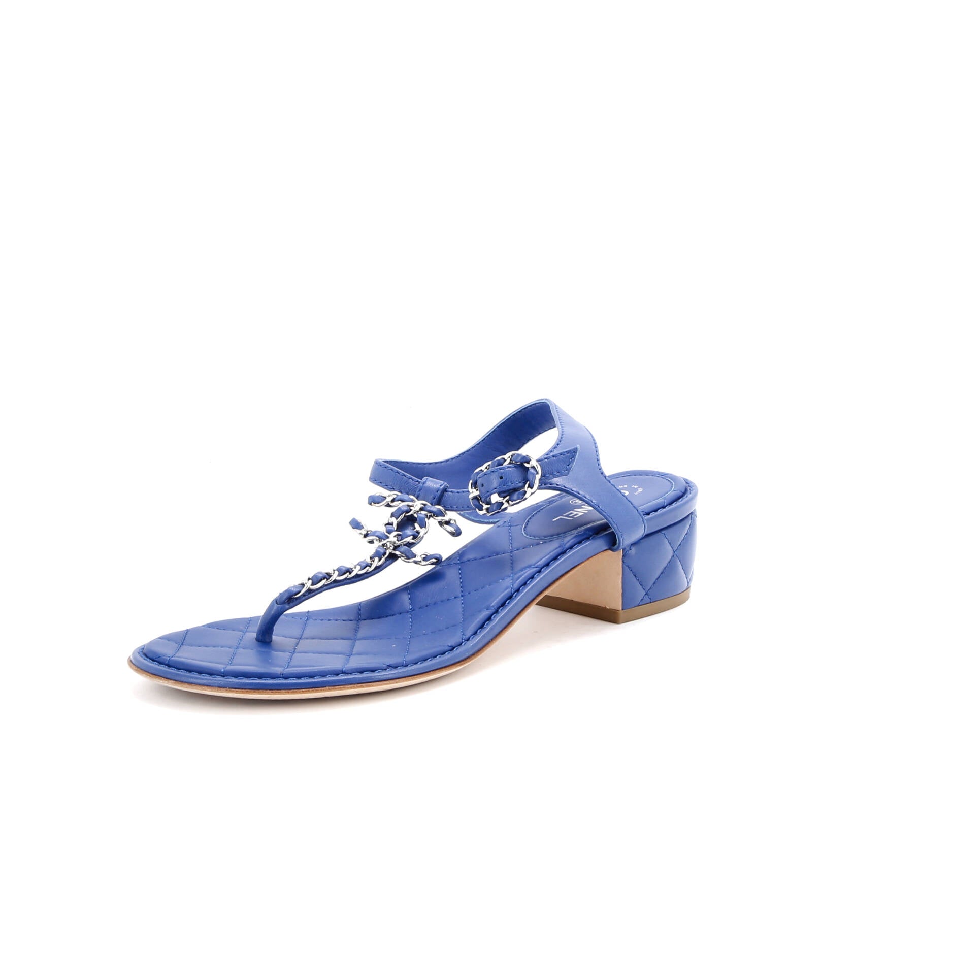 Women's CC Chain T-Strap Sandals Quilted Leather