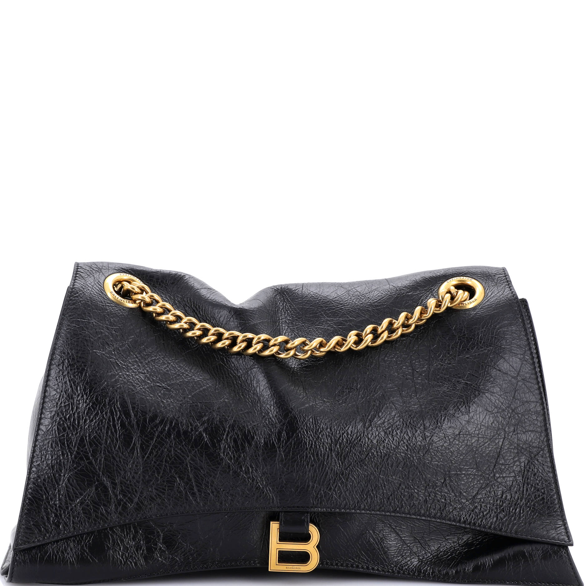 Crush Chain Flap Bag Leather Large
