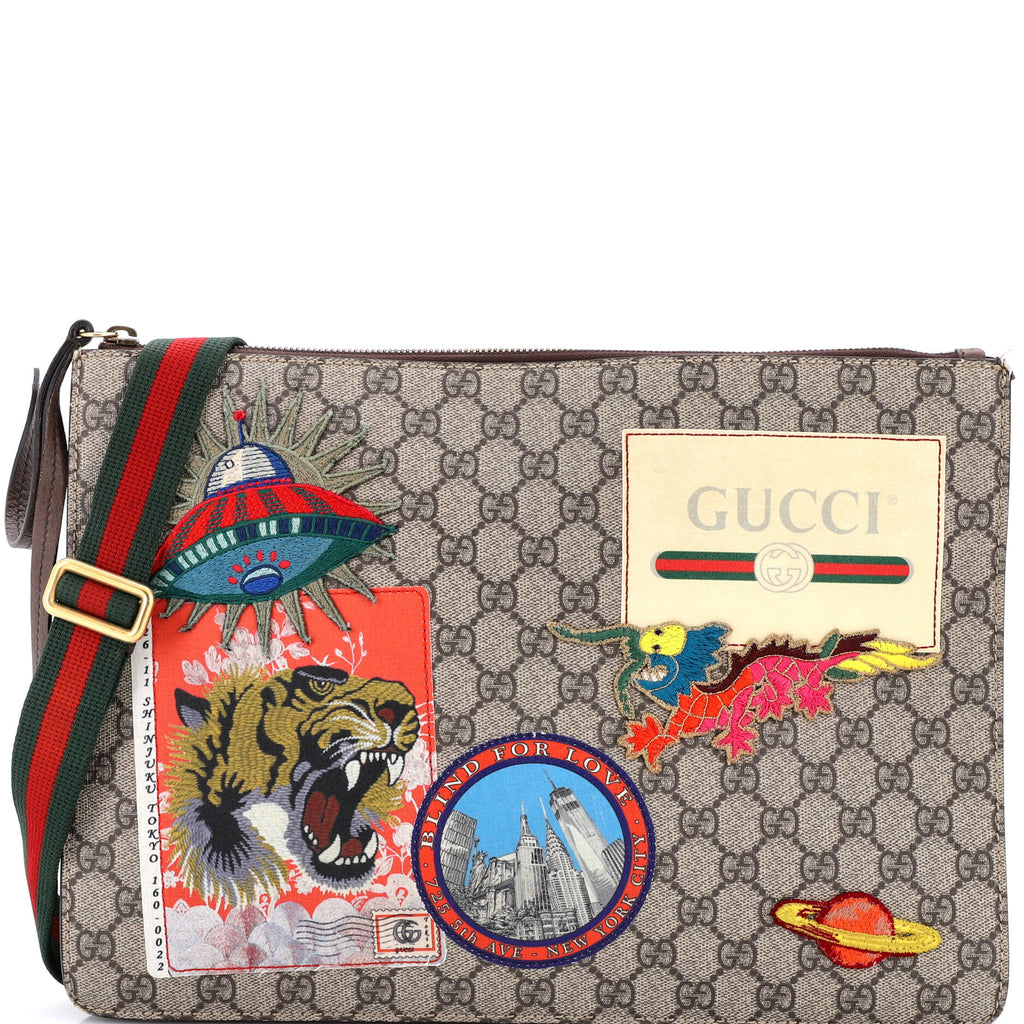 Courrier Messenger Bag GG Coated Canvas with Applique