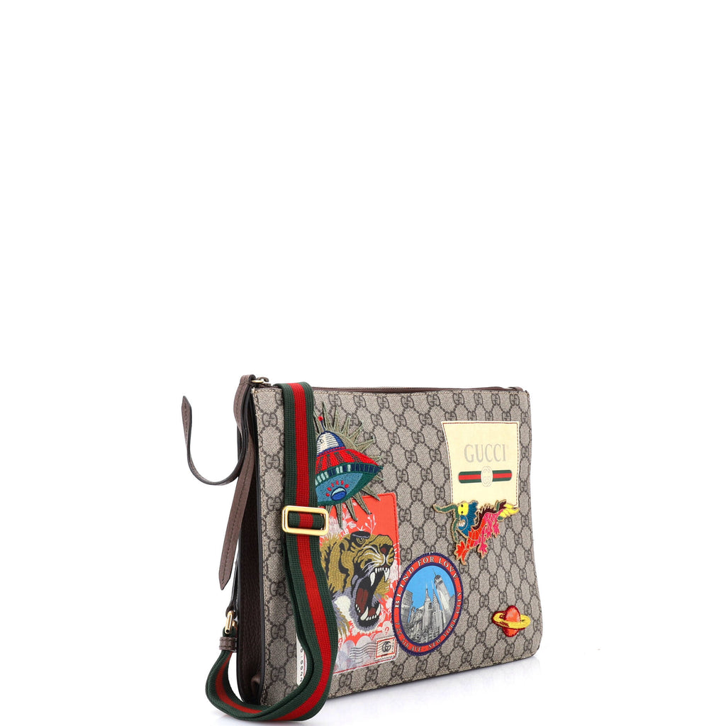 Courrier Messenger Bag GG Coated Canvas with Applique