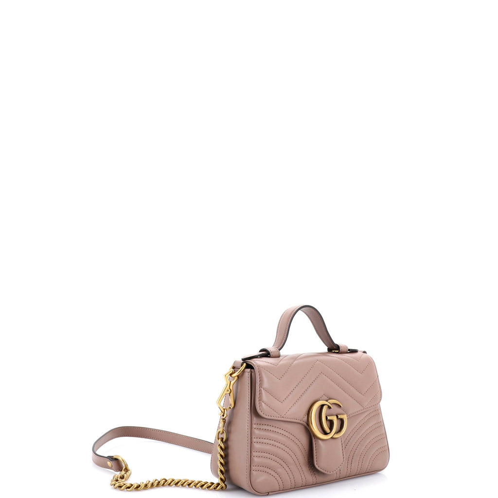 GG Marmont Top Handle Flap Bag Matelasse Leather Mini