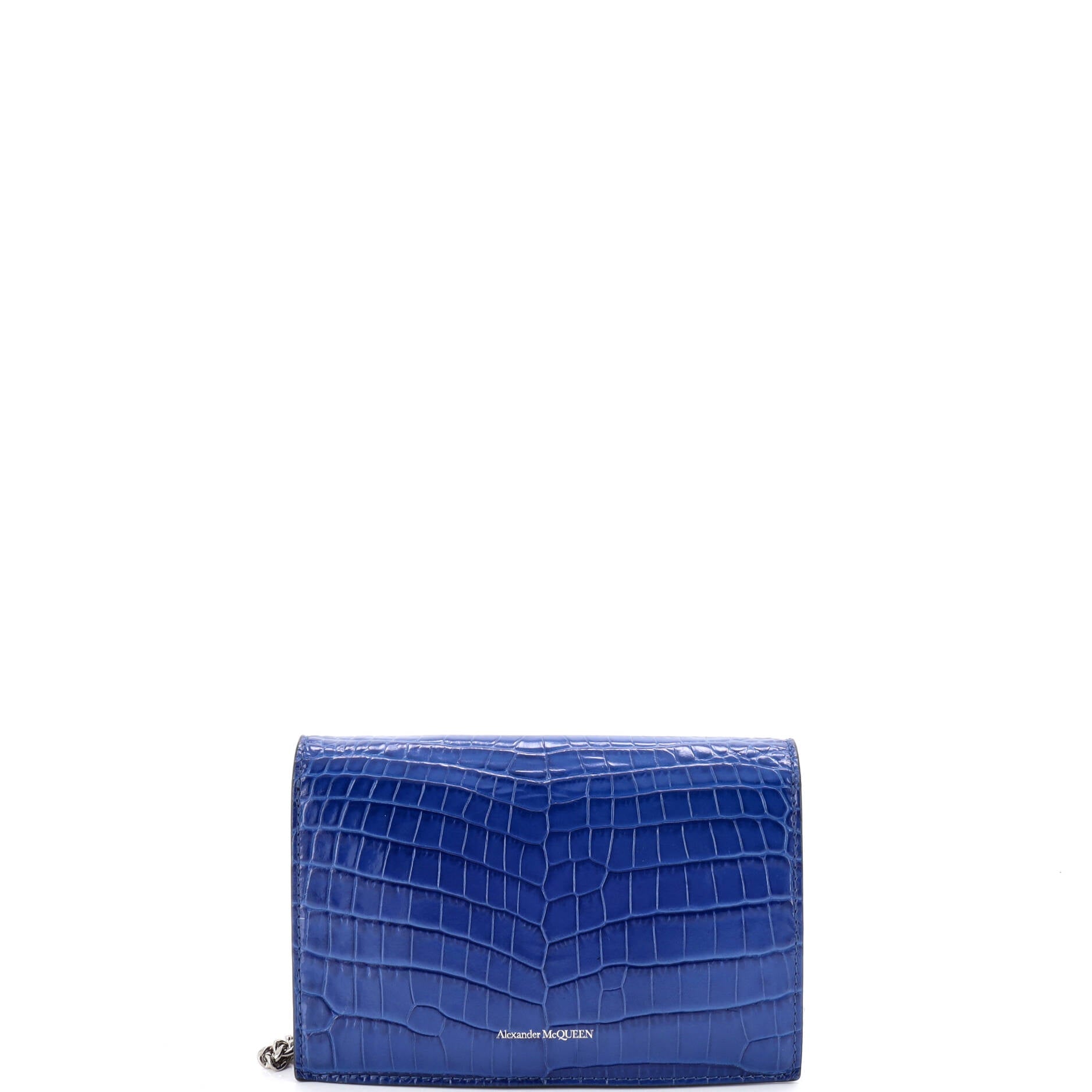 Skull Chain Crossbody Bag Crocodile Embossed Leather Mini