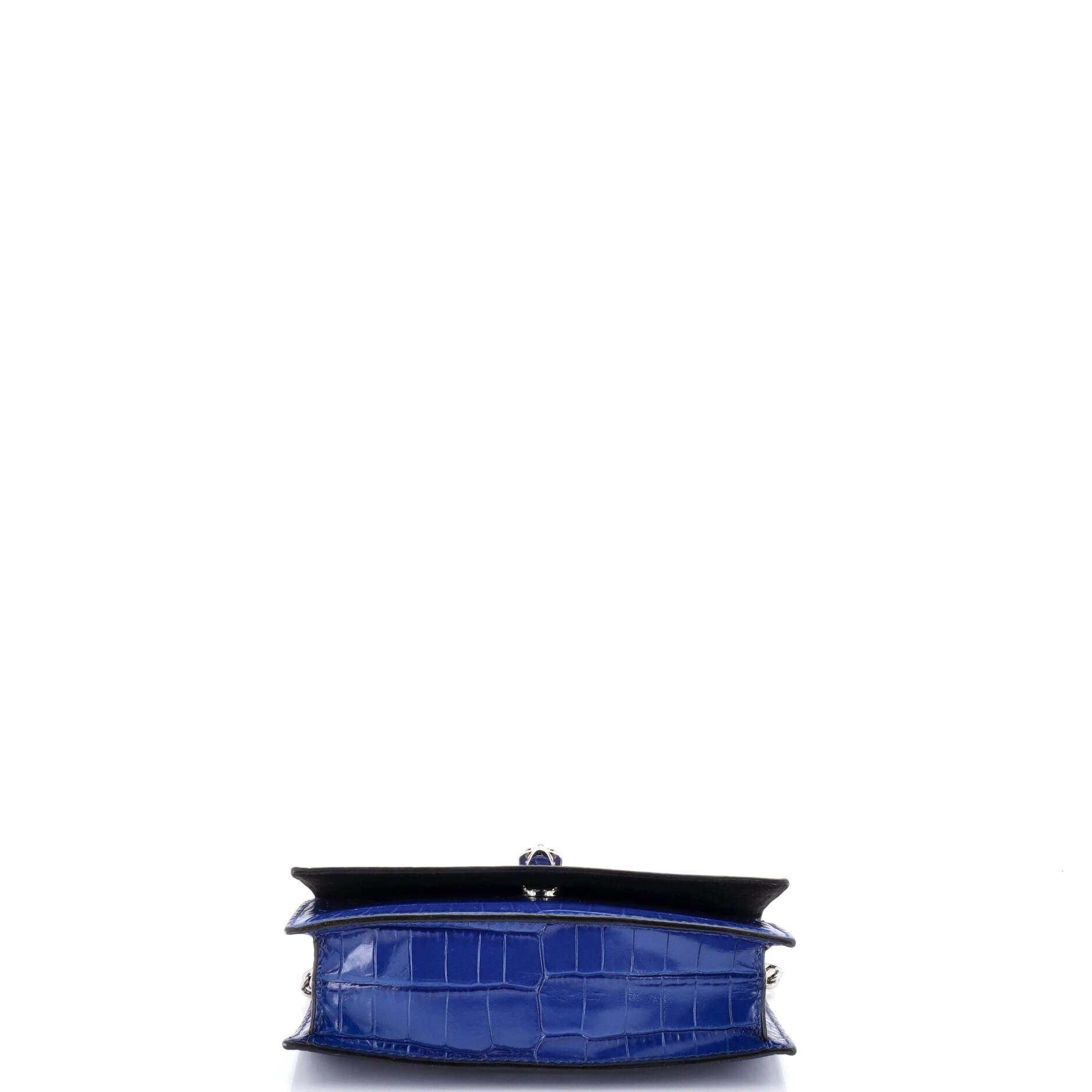 Skull Chain Crossbody Bag Crocodile Embossed Leather Mini