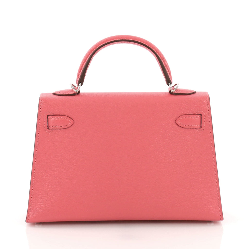 Kelly Mini II Handbag Rose Lipstick Chevre Mysore with Palladium Hardware 20