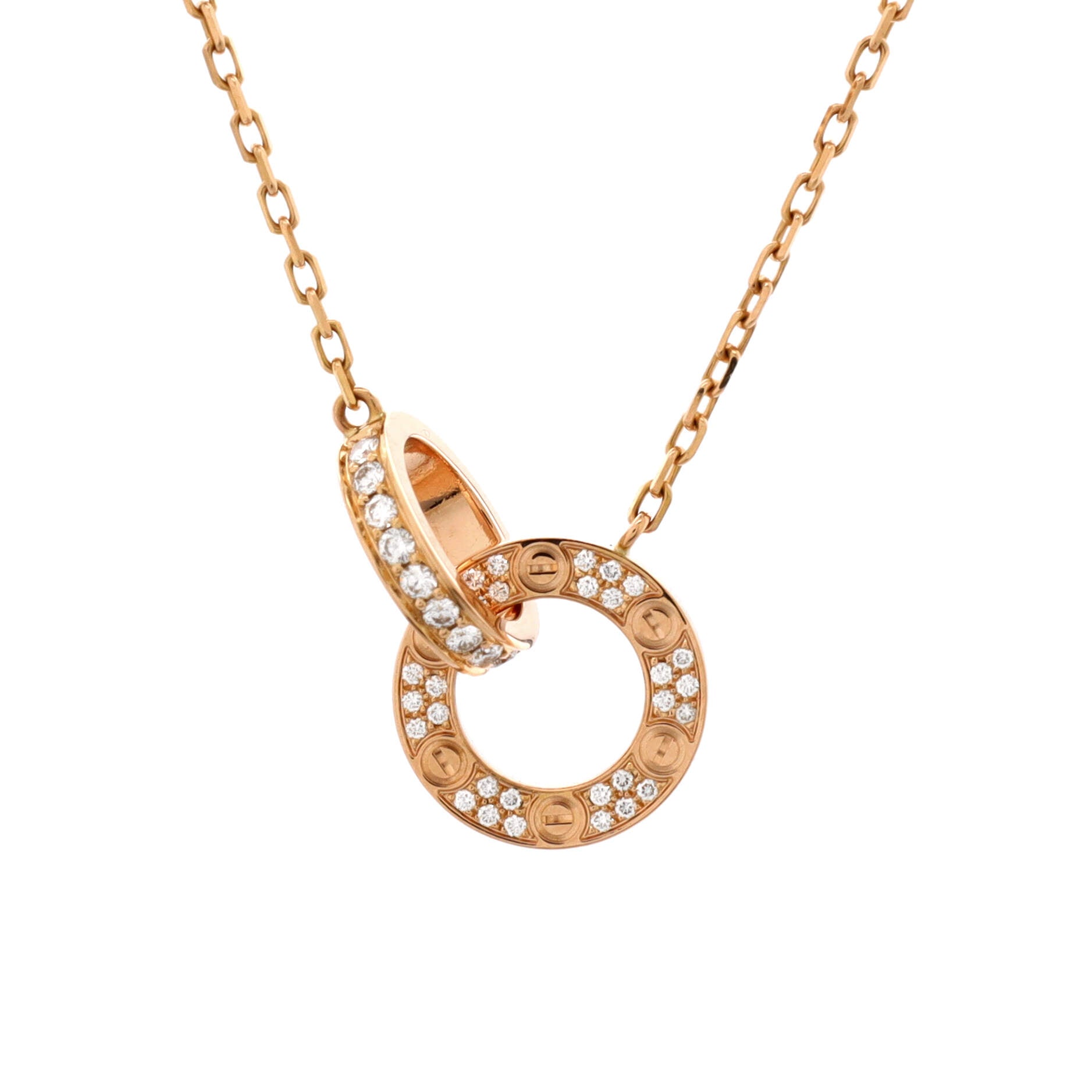 Love Interlocking Pave Necklace 18K Rose Gold and Diamonds