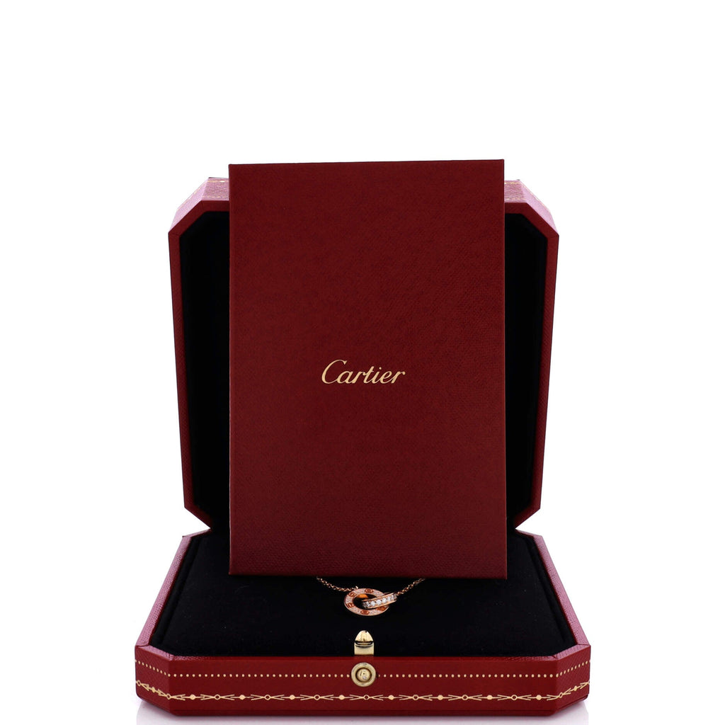 Love Interlocking Pave Necklace 18K Rose Gold and Diamonds