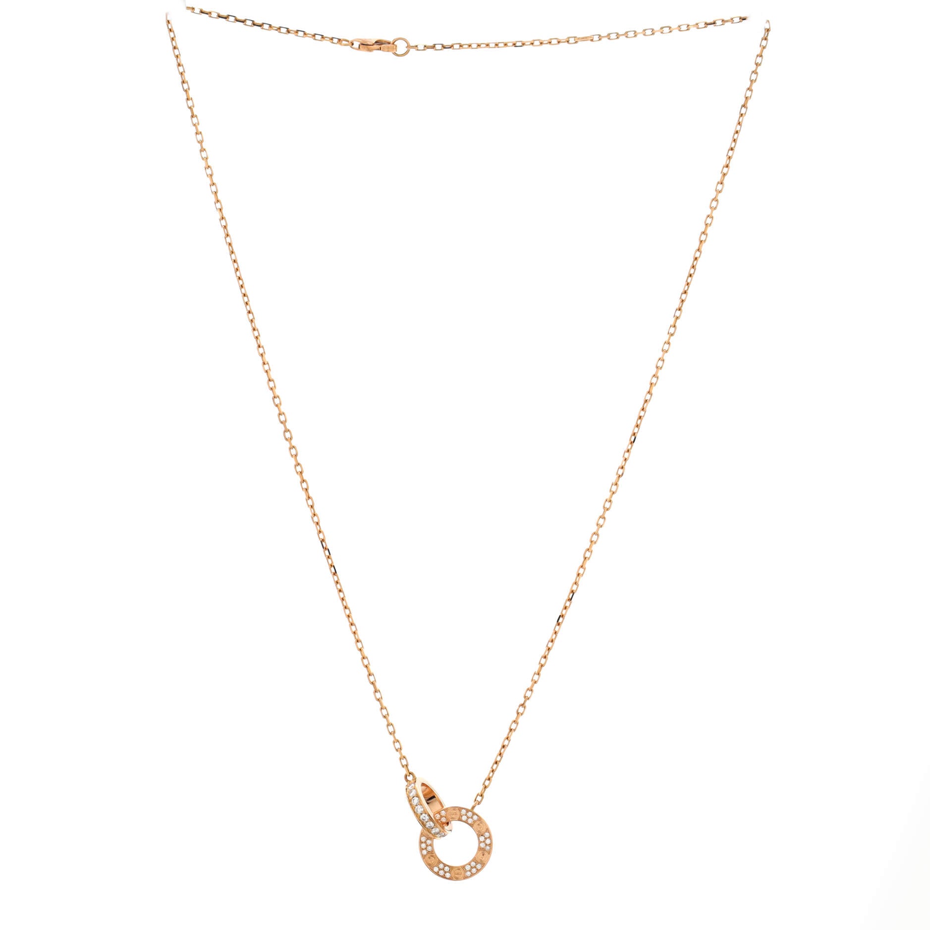 Love Interlocking Pave Necklace 18K Rose Gold and Diamonds