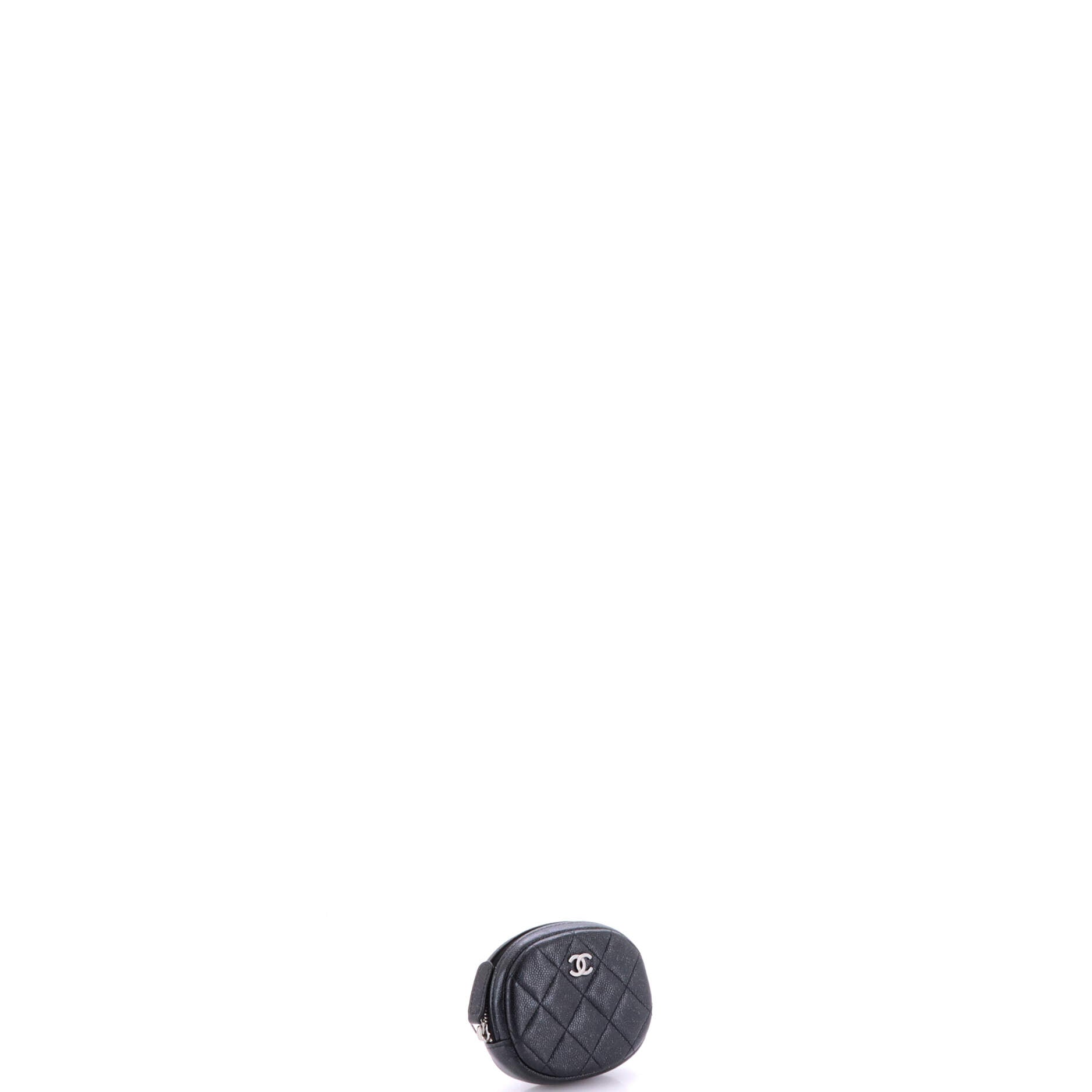 Classic Round Coin Purse Quilted Caviar