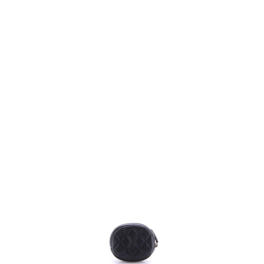 Classic Round Coin Purse Quilted Caviar