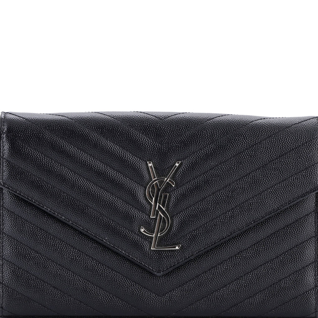 Classic Monogram Wallet on Chain Matelasse Chevron Leather Medium