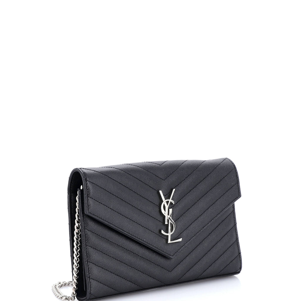 Classic Monogram Wallet on Chain Matelasse Chevron Leather Medium