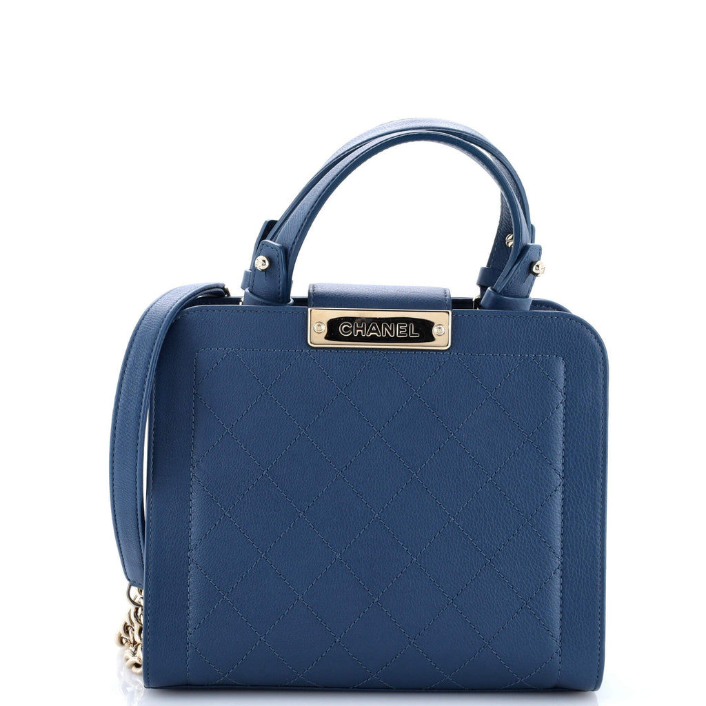 Label Click Shopping Tote Quilted Calfskin Small