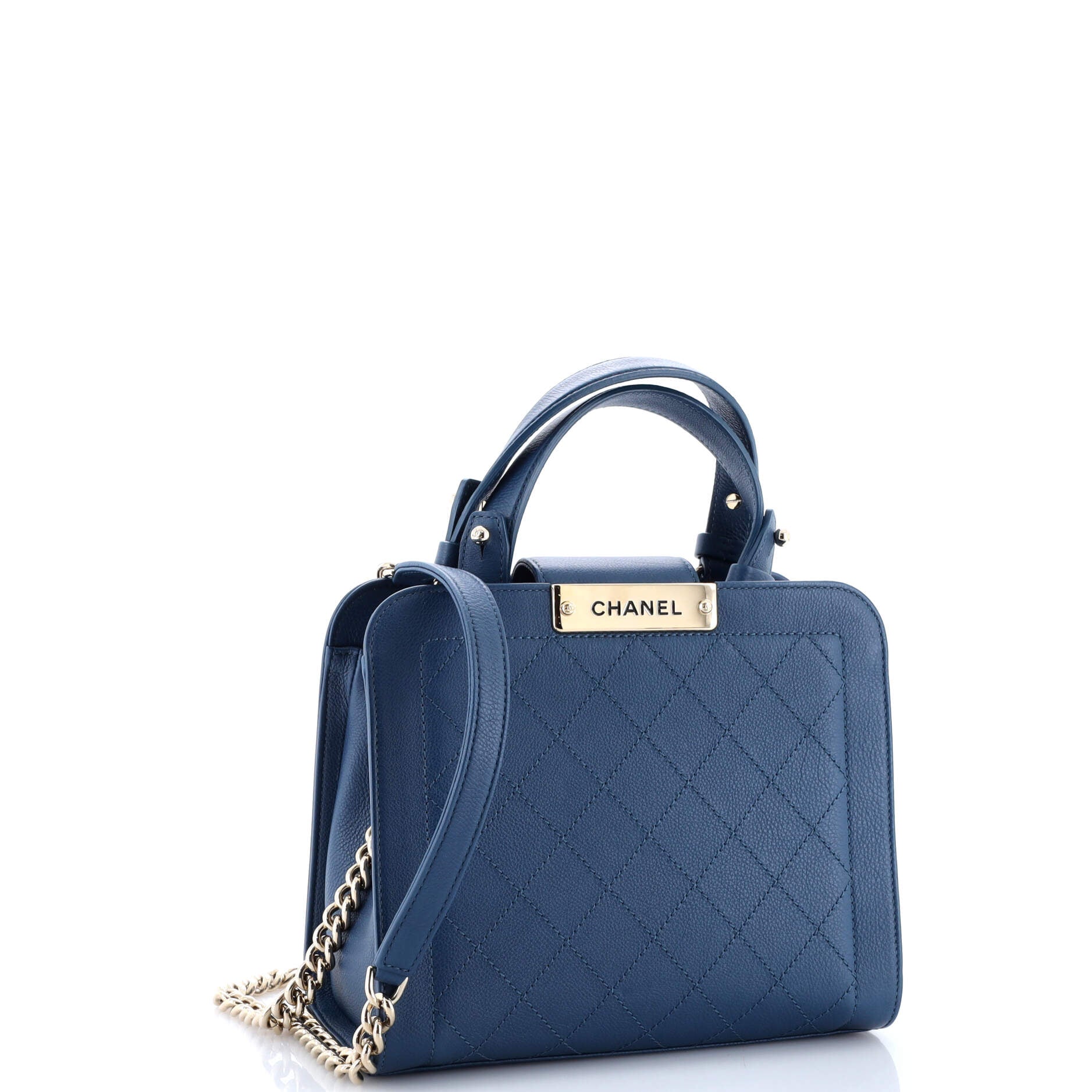 Label Click Shopping Tote Quilted Calfskin Small