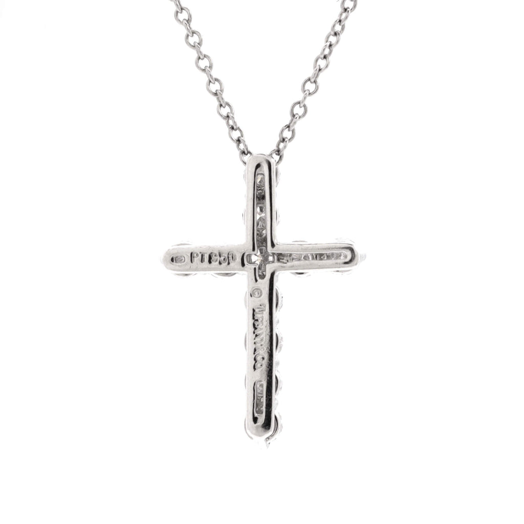 Cross Pendant Necklace Platinum and Diamonds Small