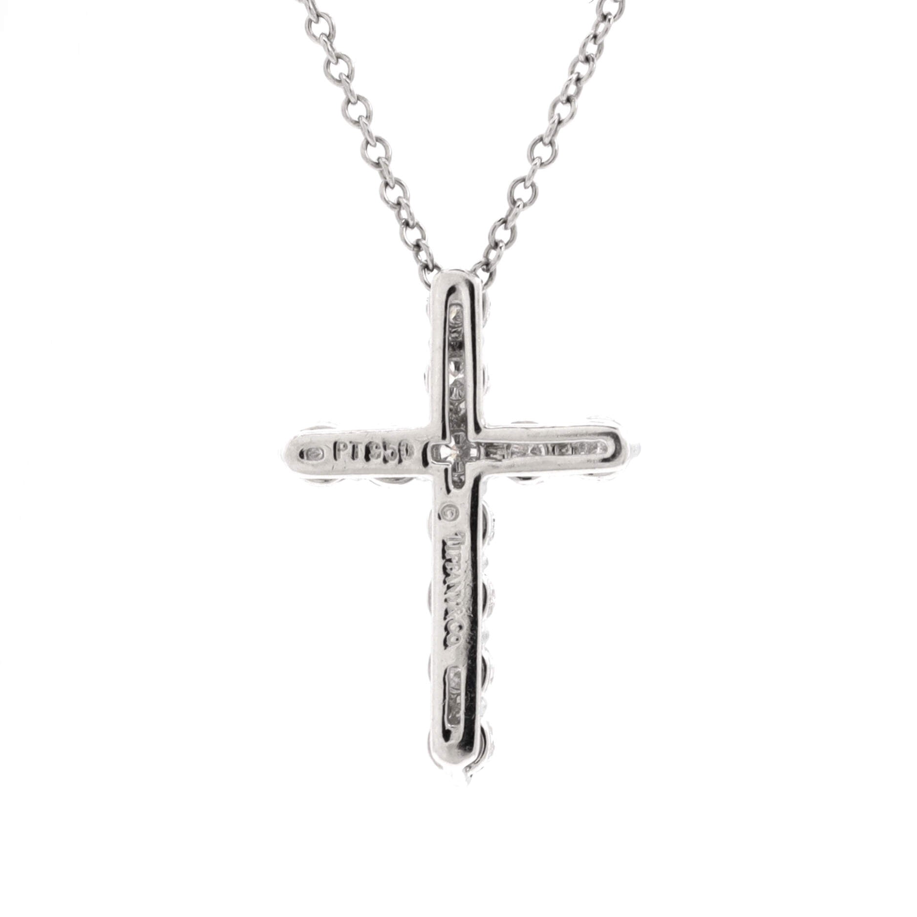 Cross Pendant Necklace Platinum and Diamonds Small