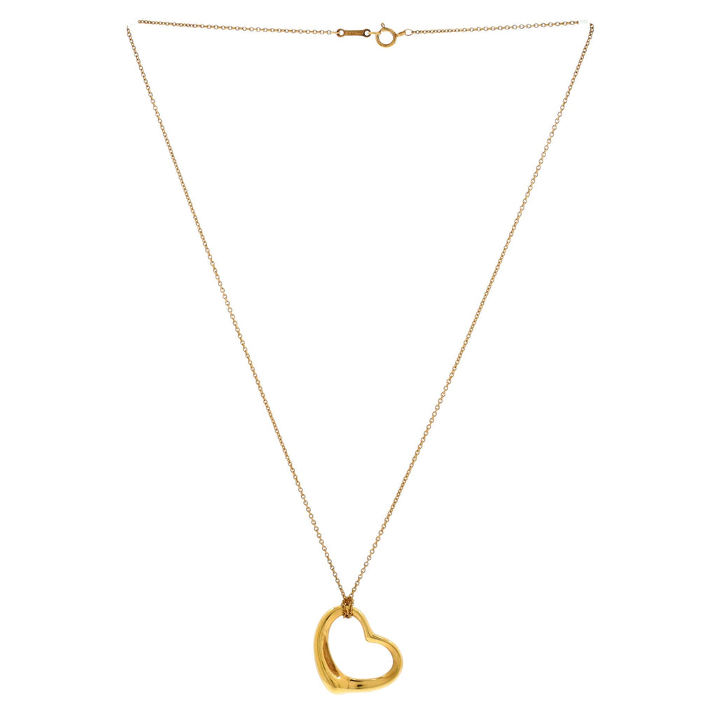 Elsa Peretti Open Heart Pendant Necklace 18K Yellow Gold 22mm