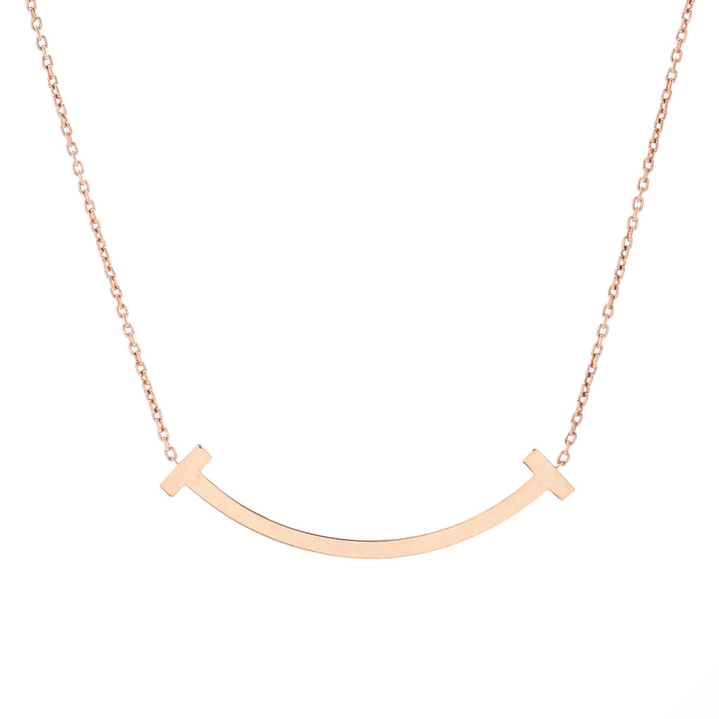 T Smile Pendant Necklace 18K Rose Gold Medium