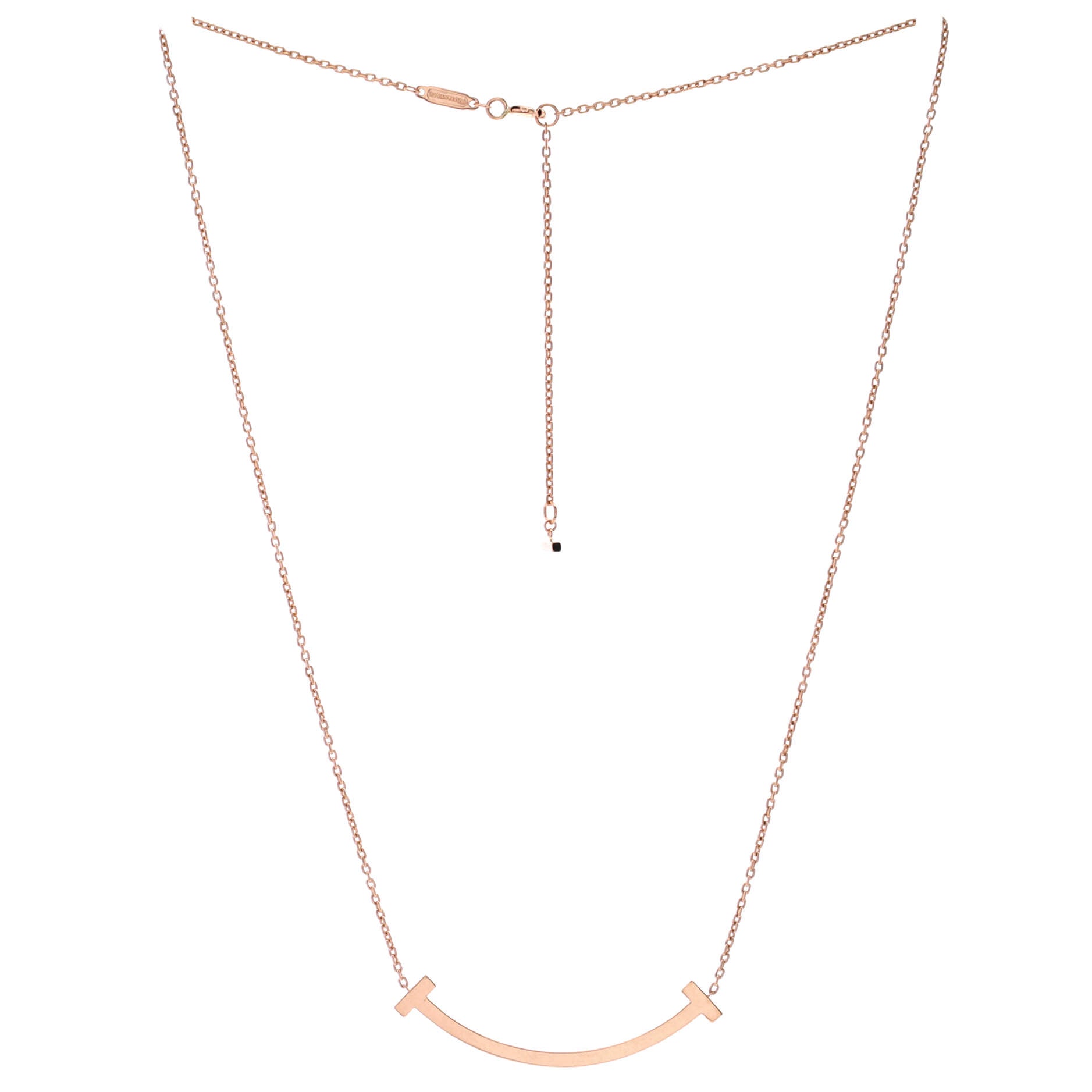 T Smile Pendant Necklace 18K Rose Gold Medium