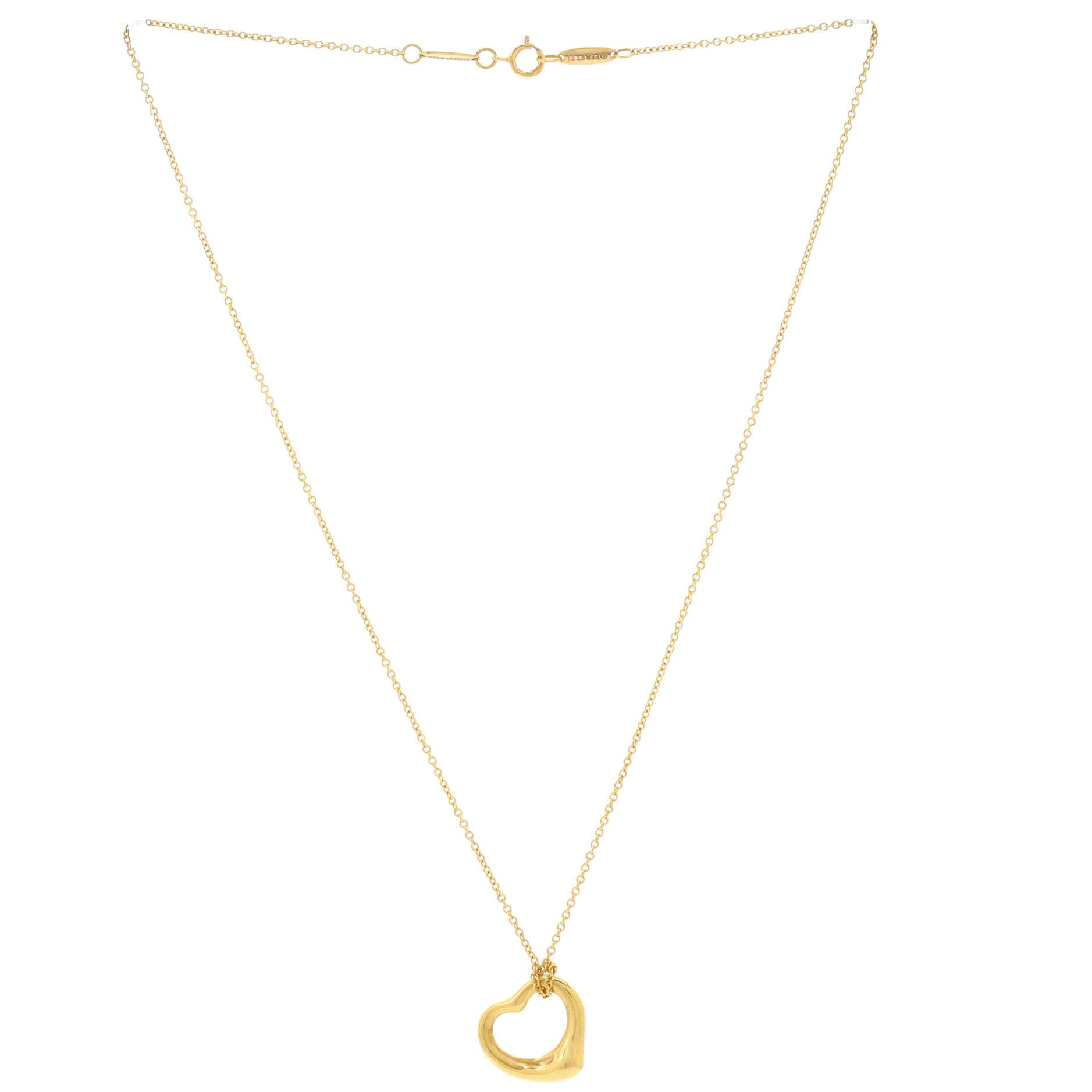 Elsa Peretti Open Heart Pendant Necklace 18K Yellow Gold 16mm