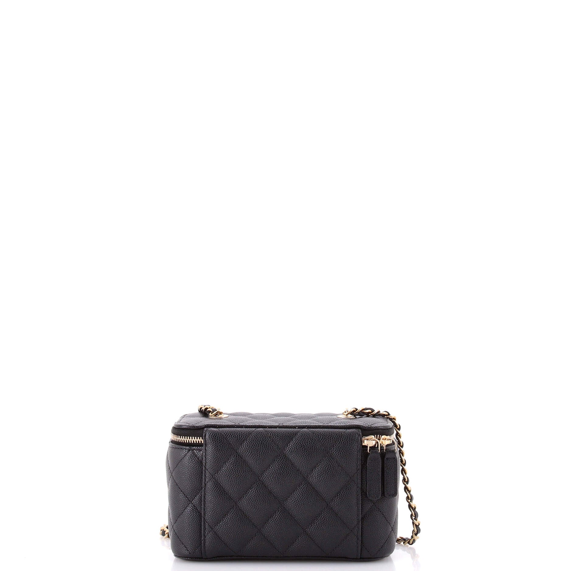 Classic Vanity Case with Chain Quilted Caviar Small