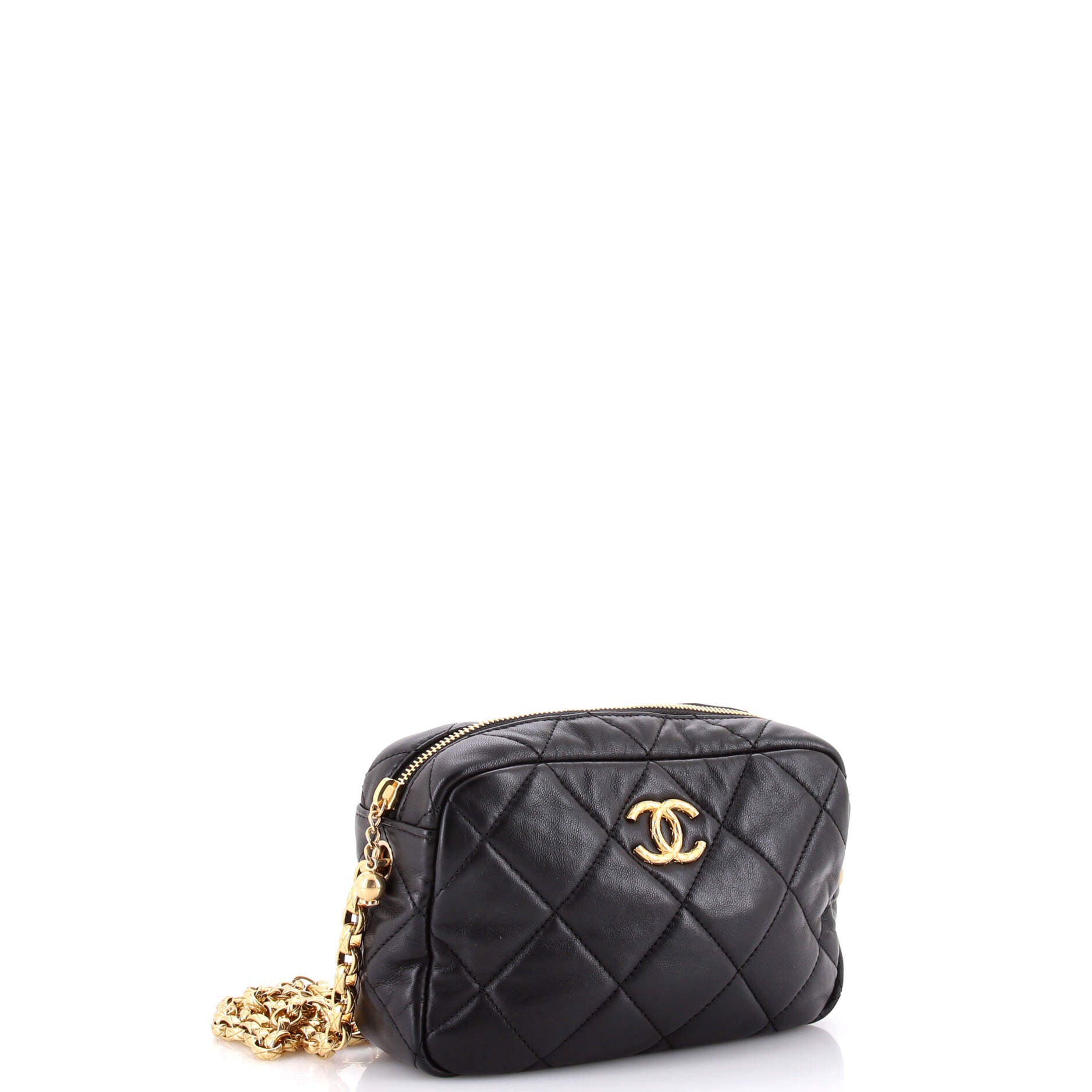 Pearl CC Medallion Camera Bag Quilted Lambskin Mini